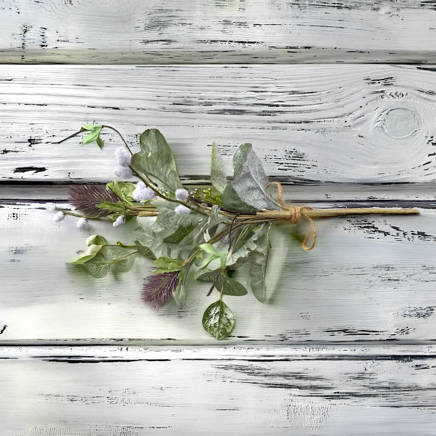 .Green Lambs Ear & Willow Pick, 17" - Single Stem Artificial Greenery