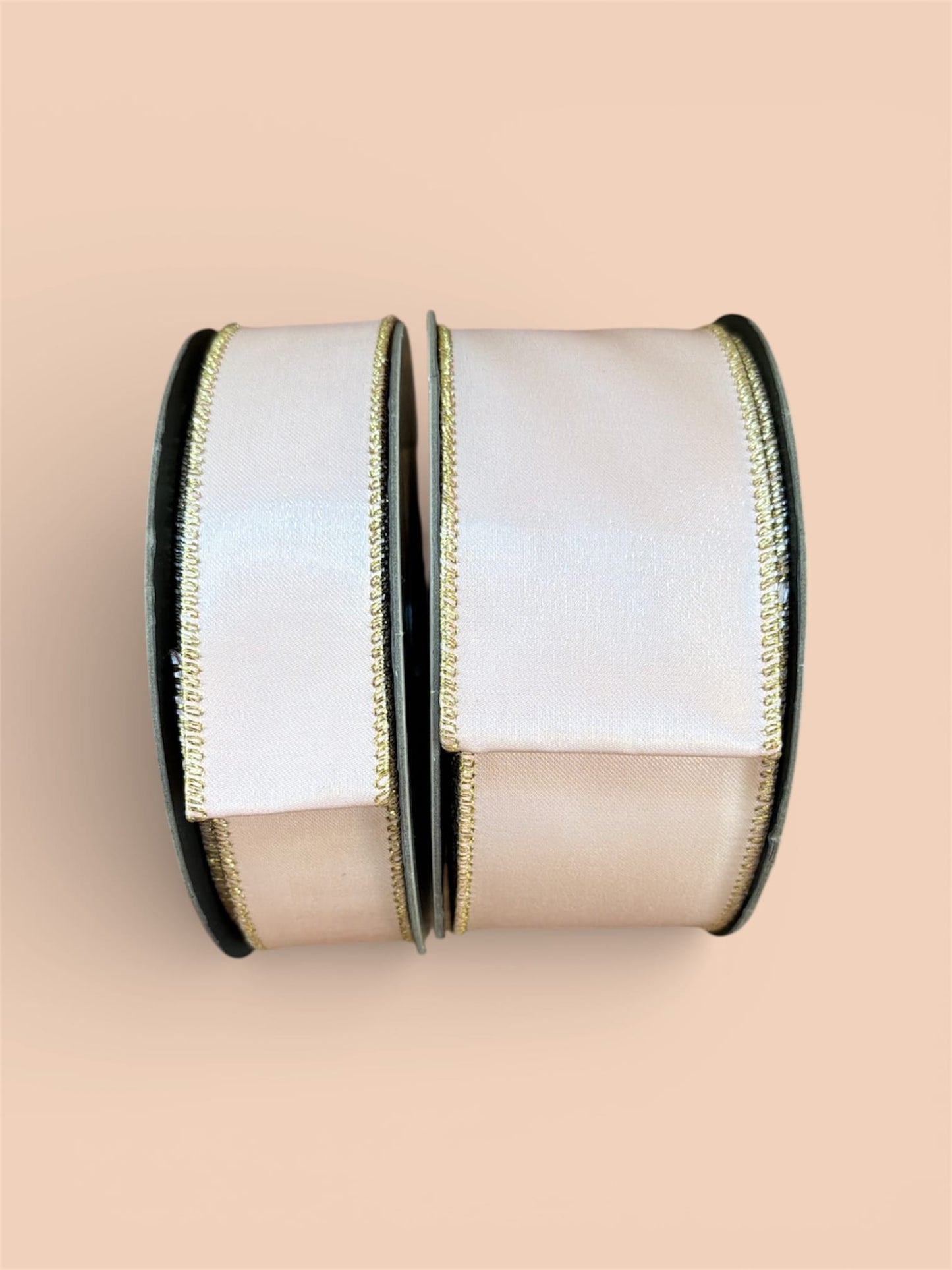 Wired Satin Pink Ribbon with Gold Trim | Gift Wrapping & Decor