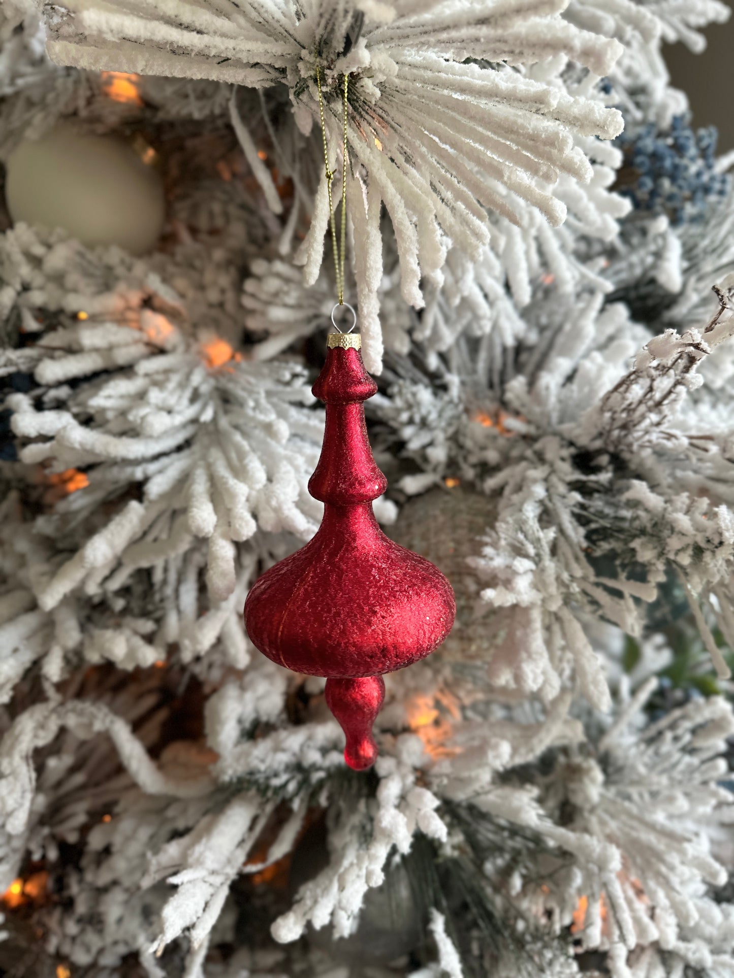 RED FINIAL CHRISTMAS ORNAMENTS - THREE VARIANTS