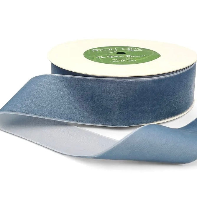 1.5" Velvet Ribbon in Dusty Blue