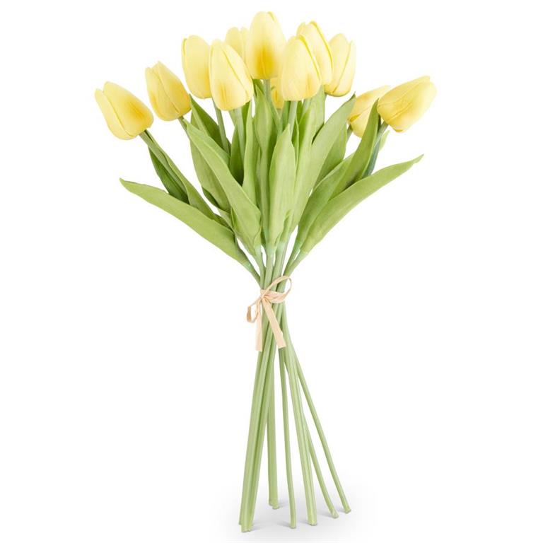 13 Inch Light Yellow Real Touch Mini Tulip Bundle (12 Stems)