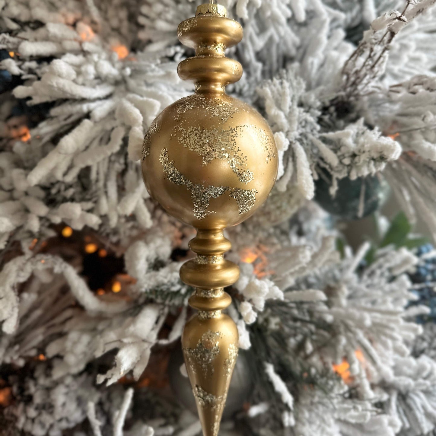 13" Gold Sparkle Finial Christmas Ornaments