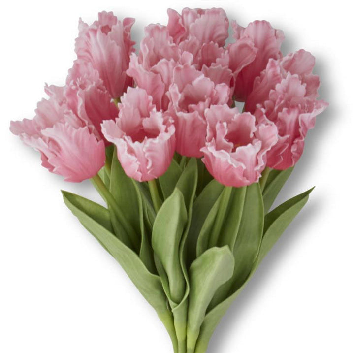 13 Inch Rose Real Touch Parrot Tulip Bundle (12 Stems)
