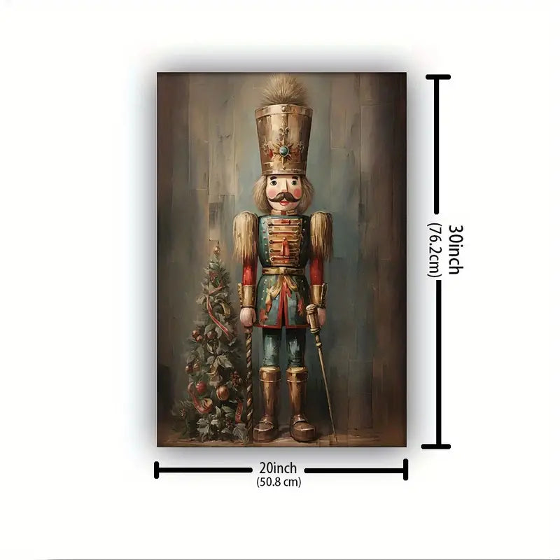 Wooden Framed Canvas Painting Tin Soldier Nutcracker