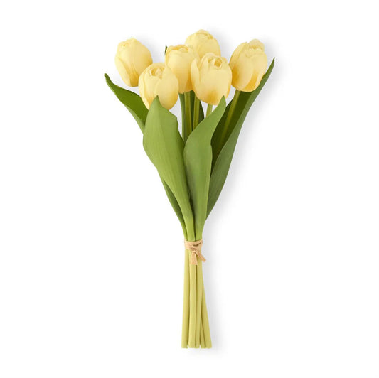 13 Inch Light Yellow Real Touch Tulip Bundle (6 Stem)