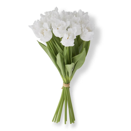 13 Inch White Real Touch Parrot Tulip Bundle (12 Stems)