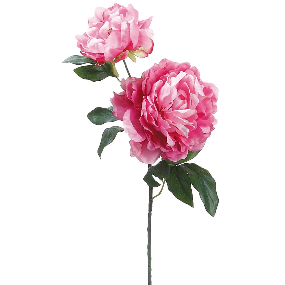 19.5" Two Tone Cerise Peony Spray with Bud - Artificial Silk Flower Stem
