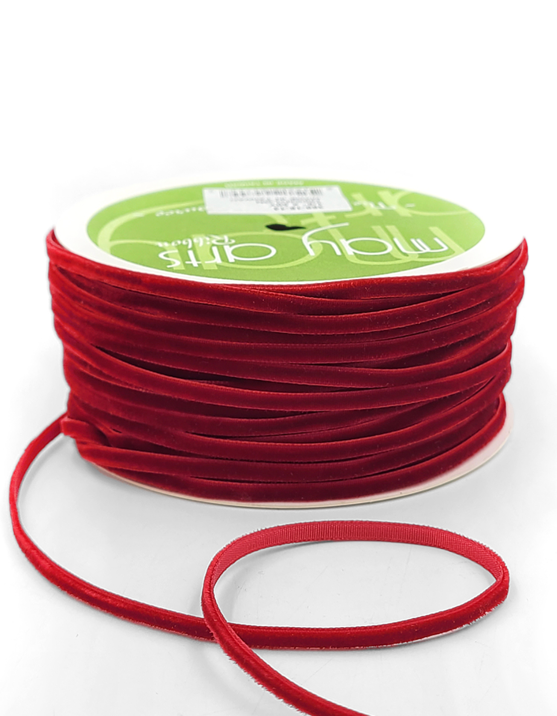 1/8 inch Velvet String Cord Ribbon with Woven Edge in Red