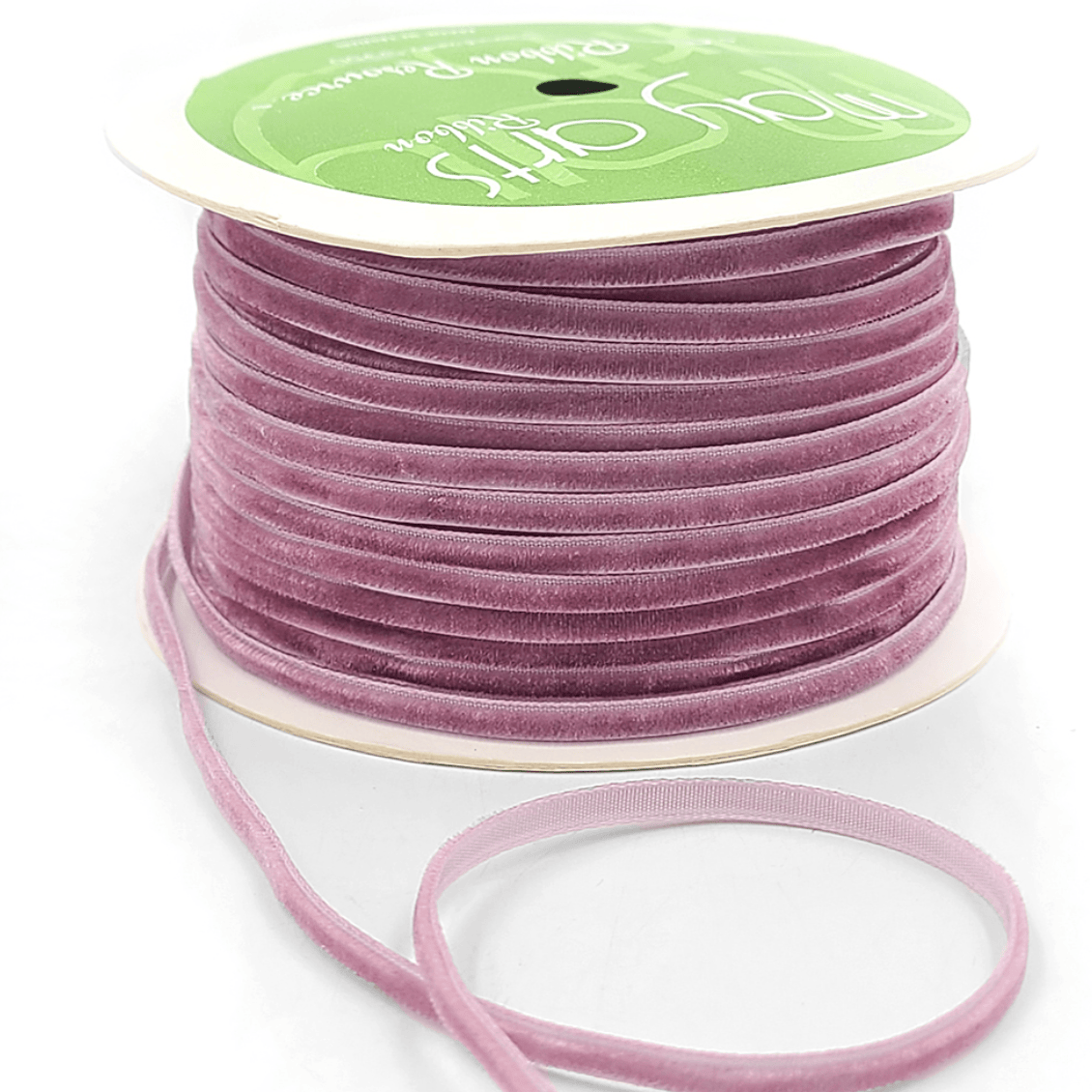 1/8 inch Velvet String Cord Ribbon with Woven Edge in Wood Rose