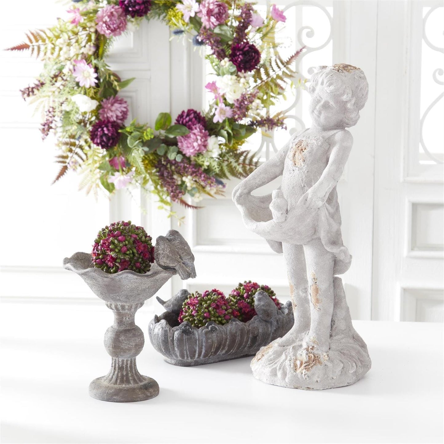 26" Purple & White Perennials Spring Wreath