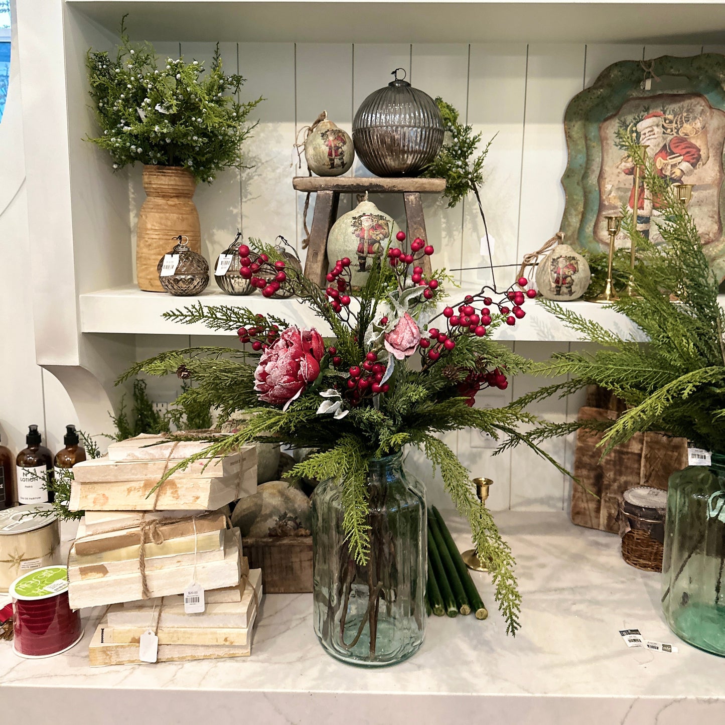 27.5 " Snowed Peony Spray Red