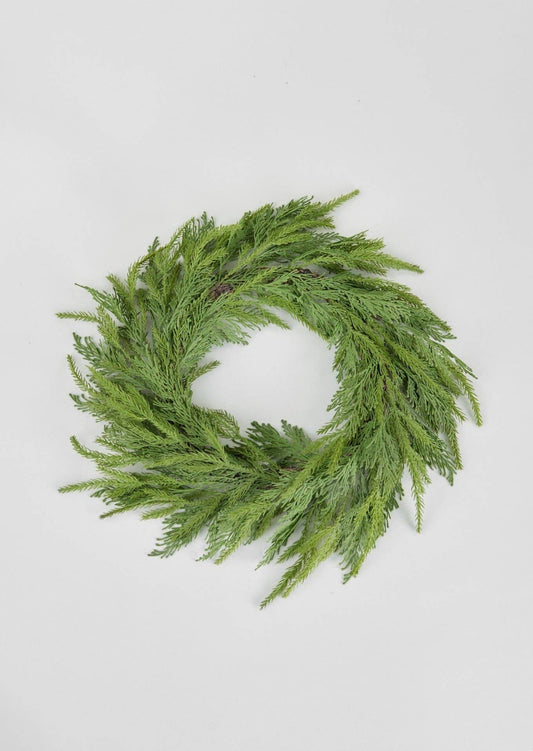 Faux Indoor/Covered Outdoor Cedar Wreath - 21"