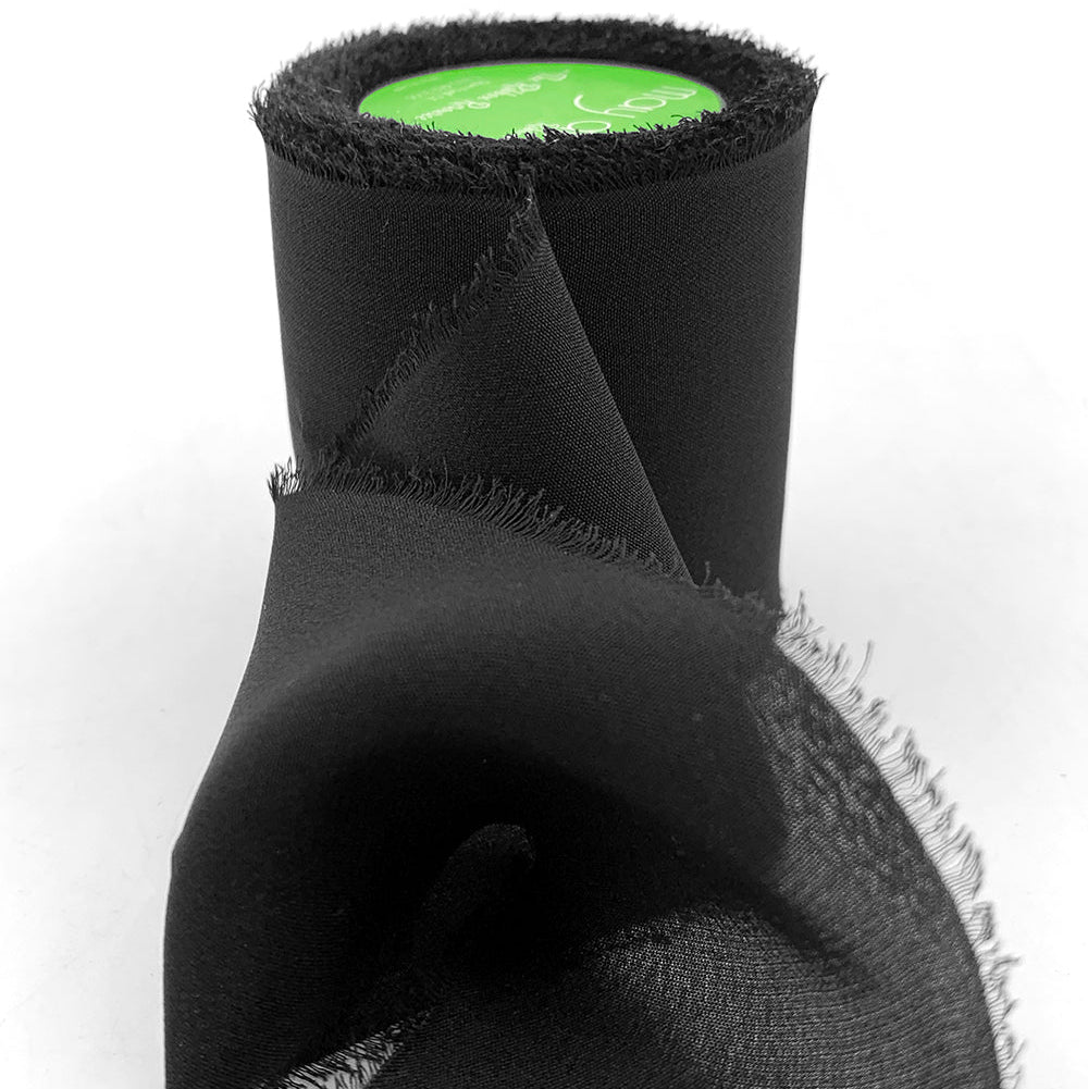 2 Inch 100% Silk Crepe with Frayed Edge in Black