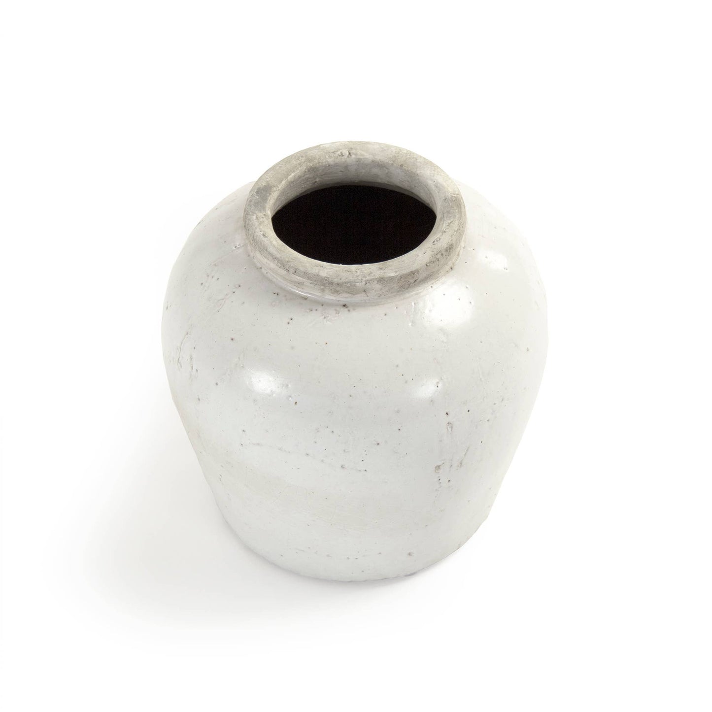 Partially Glazed Off-White Jar