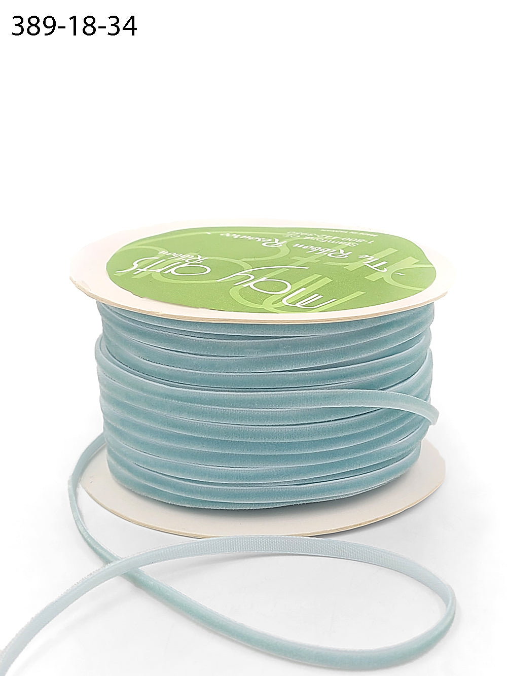 1/8 inch Velvet String Cord Ribbon with Woven Edge in Light Blue