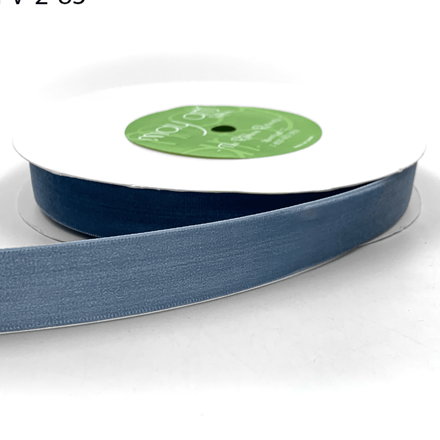 3/4" velvet ribbon with woven edge in slate blue