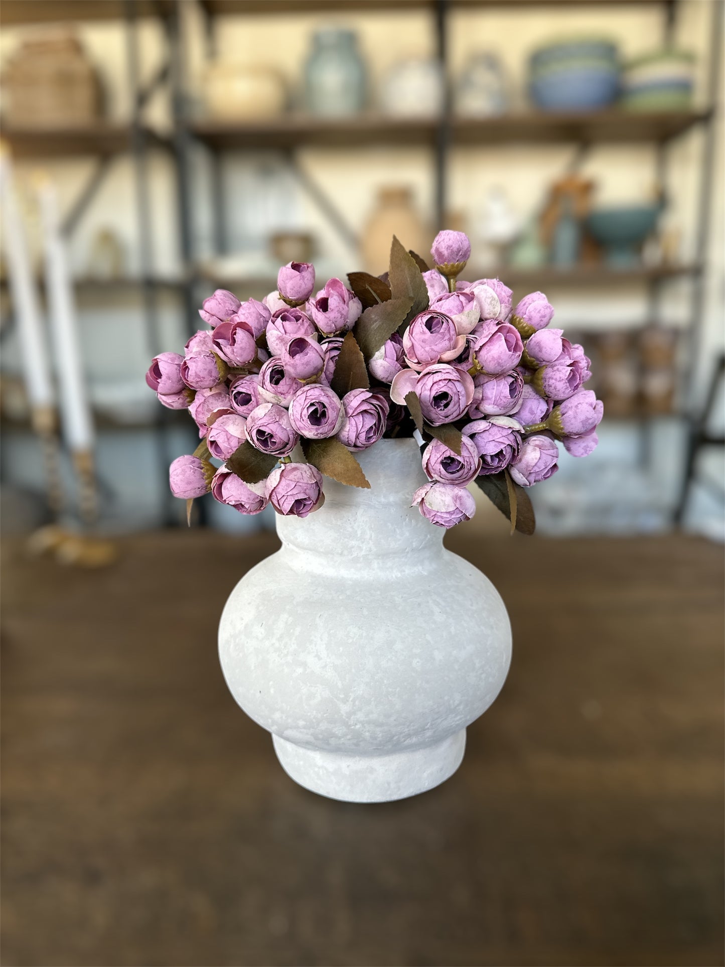 10.5 Inch Light Purple Mini Ranunculus Bud Bundle (5 Stem)