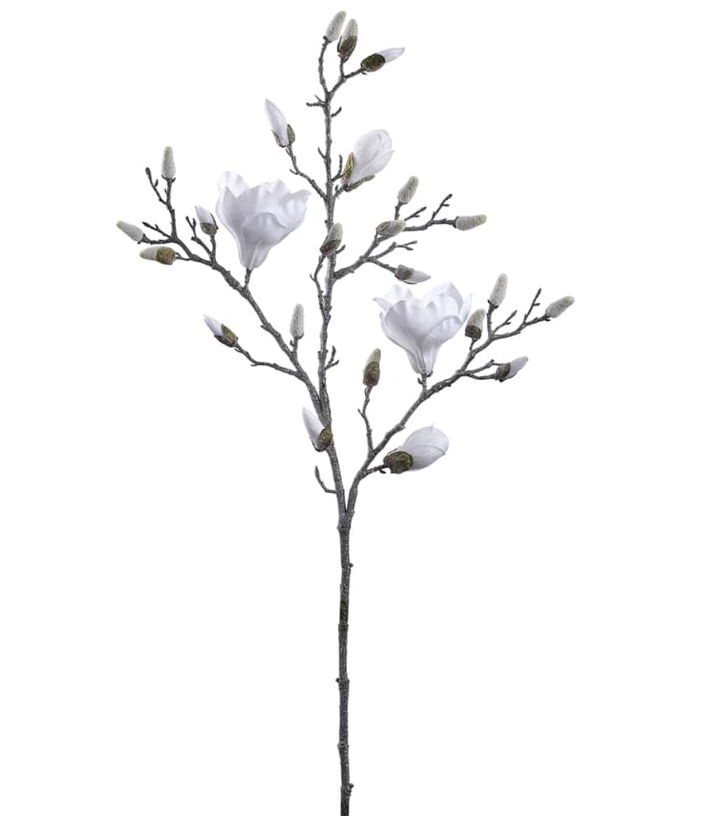 40″ Glittered Magnolia Spray White