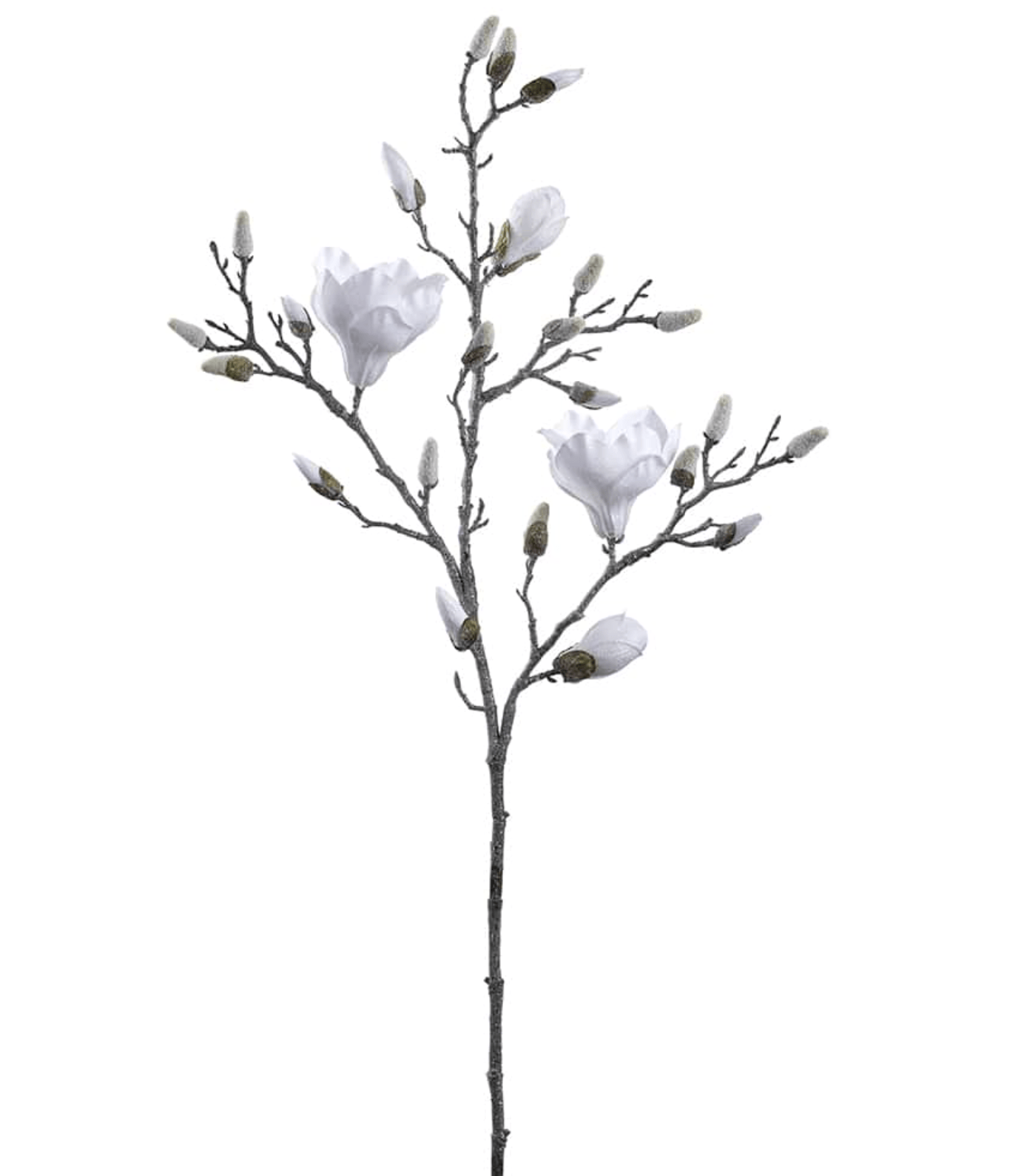 40″ Glittered Magnolia Spray White