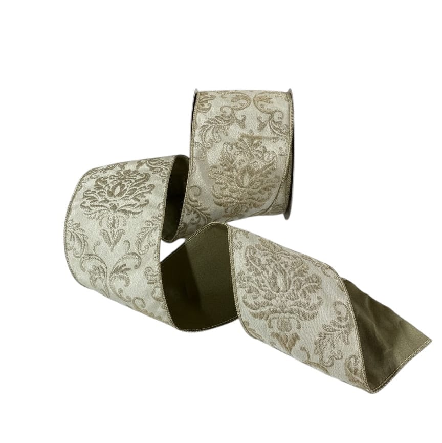 Decorative ribbon with a floral pattern on a white background