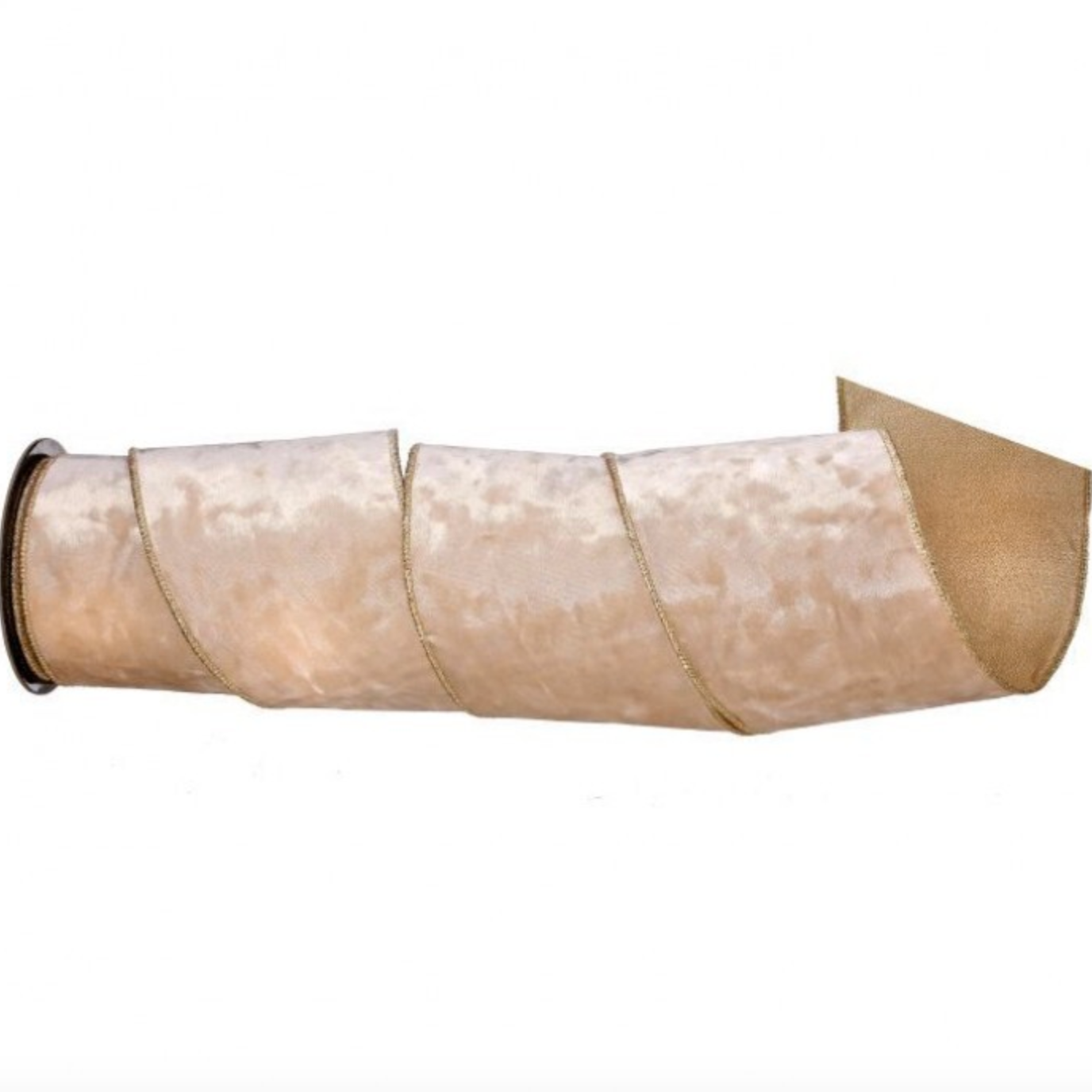 ivory velvet wired ribbon with gold trim
