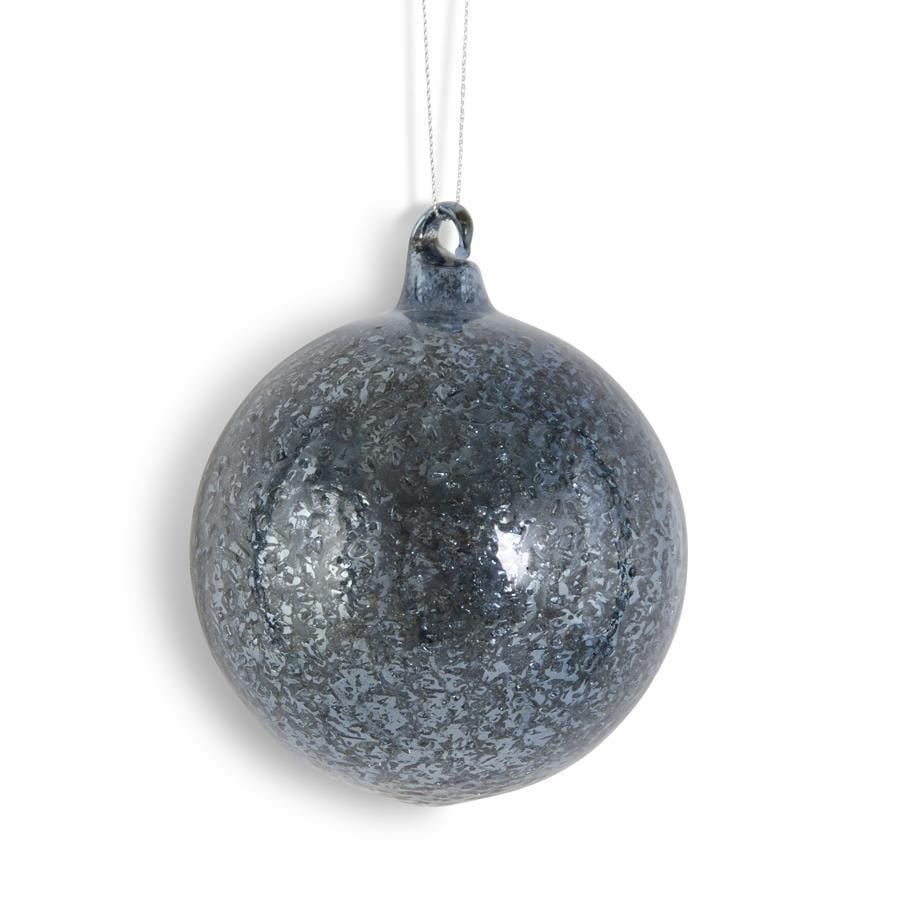 Dark Blue Mercury Glass Round Ornament - 3.75" Luxury Christmas Decor