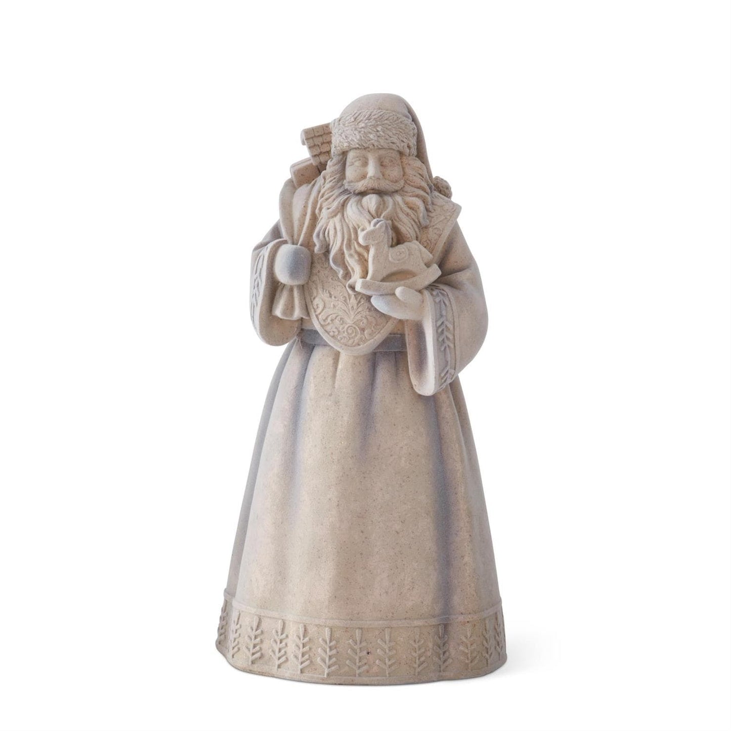 15.5 Inch Blue-Gray Gold Speckled Flocked Santa Figurine