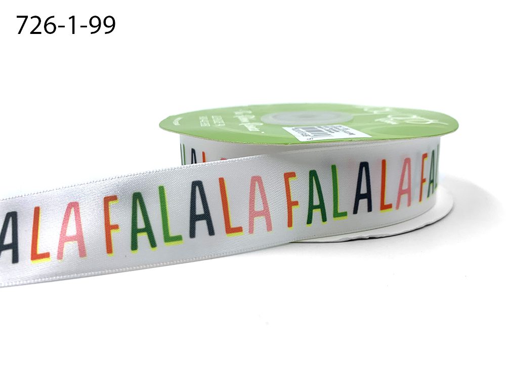 ~1 Inch Satin Holiday Print Ribbon with Woven Edge