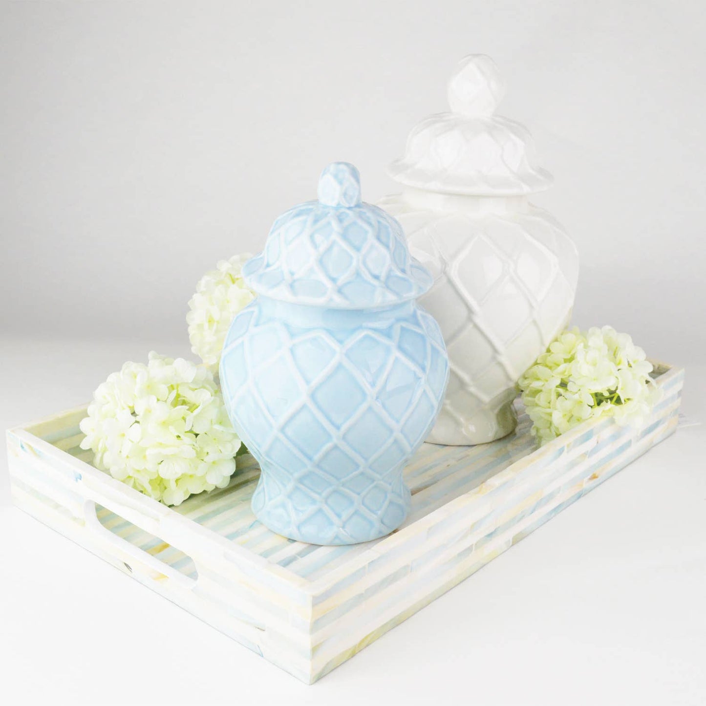 Light Blue Textured Ginger Jars - Three Sizes