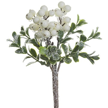 8" ICED BERRY/BOXWOOD PICK WHITE