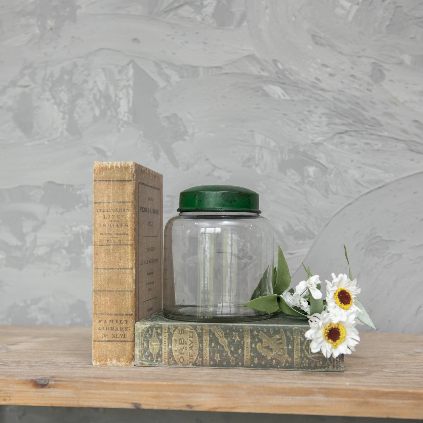 5.5" CLEAR GLASS JAR W/ GREEN LID