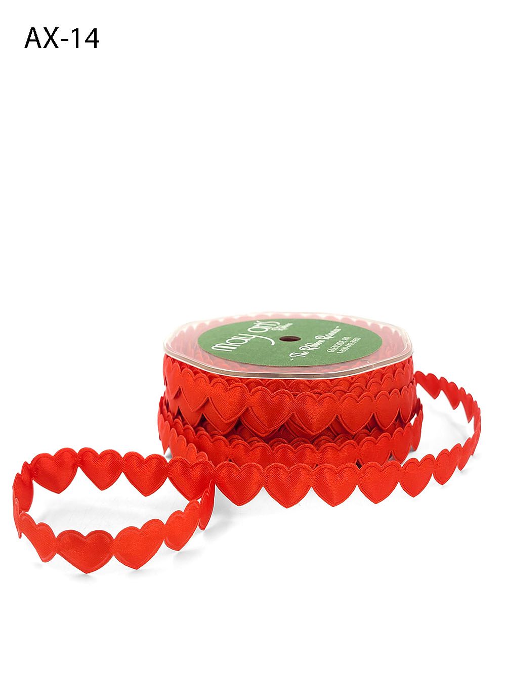 3/4″ Puffy Satin Heart Shape Ribbon with Cut Sealed Edge