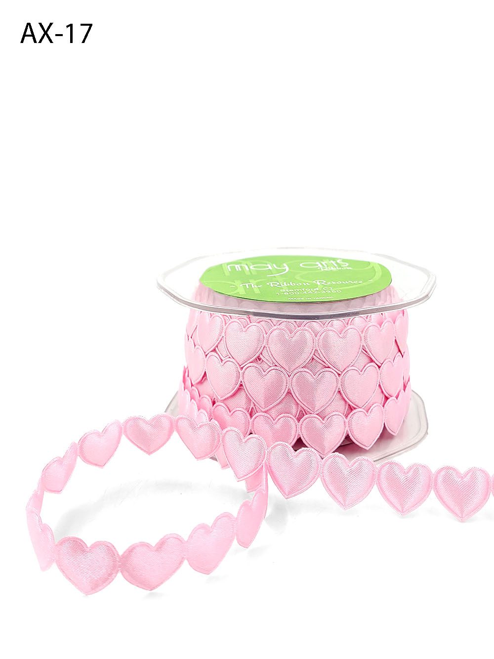 3/4″ Puffy Satin Heart Shape Ribbon with Cut Sealed Edge