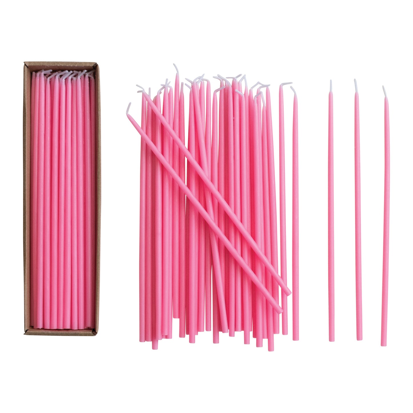 Hot Pink Unscented Thin Taper Candles - Set of 36