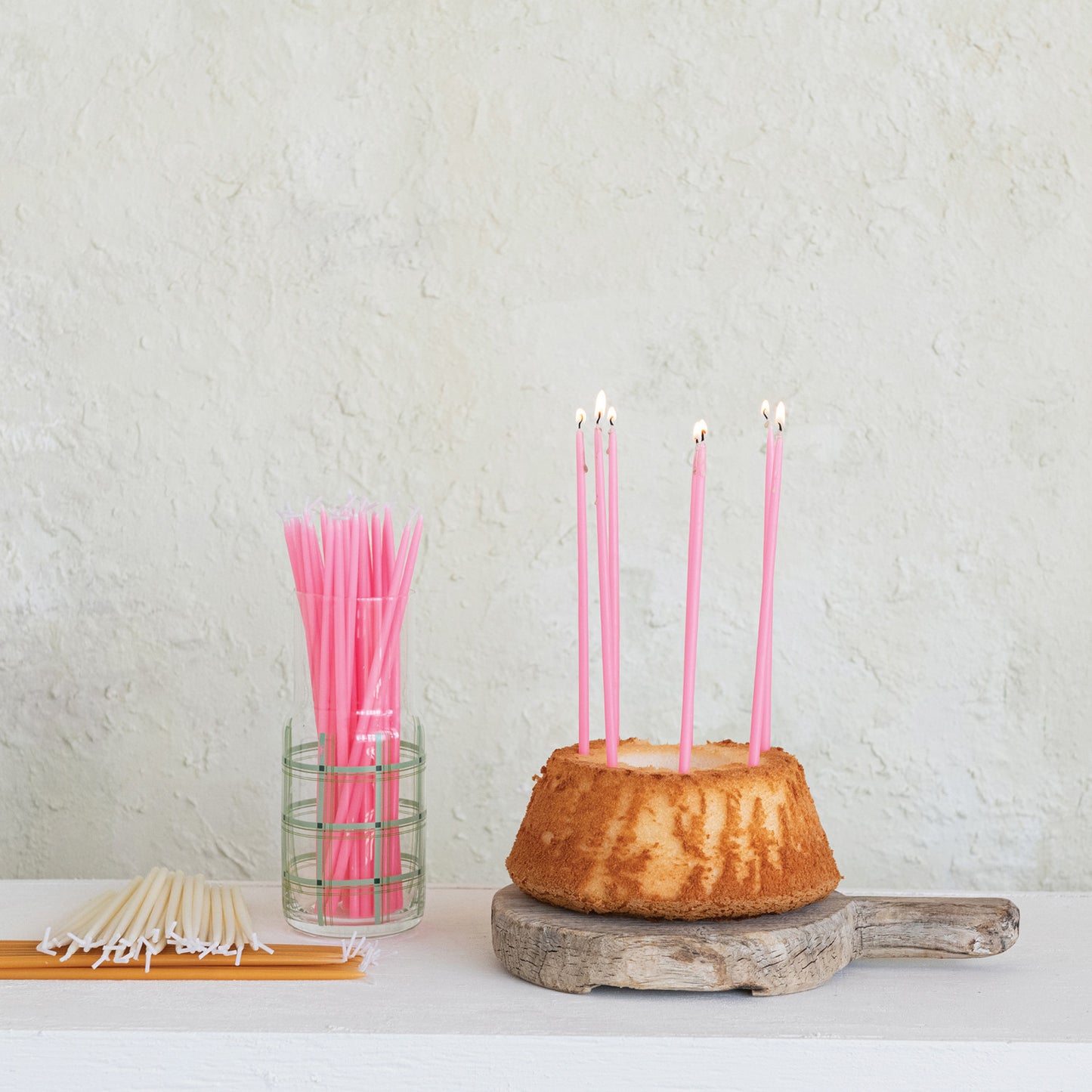Hot Pink Unscented Thin Taper Candles - Set of 36