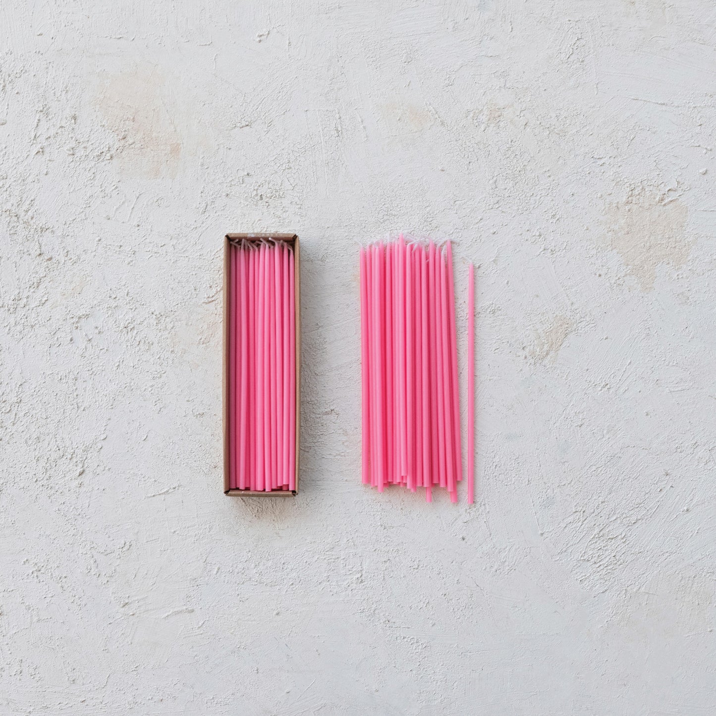 Hot Pink Unscented Thin Taper Candles - Set of 36