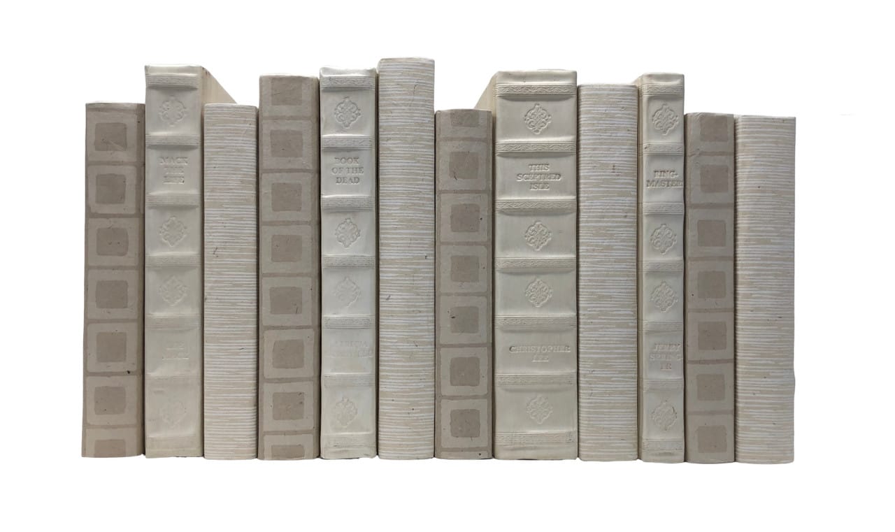 Custom Leather bound Books in Sets of 3 with Ivory, Neutral Squares, & Striated 8.5"-9.5"