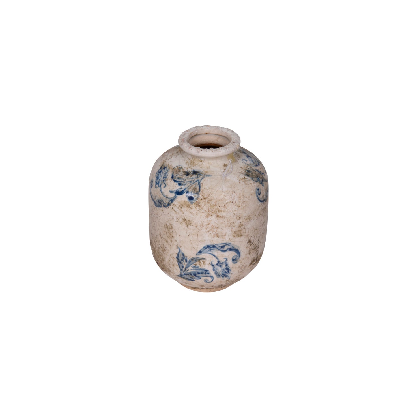 Set of Three Blue and White Vintage Terracotta Vase - Three Styles