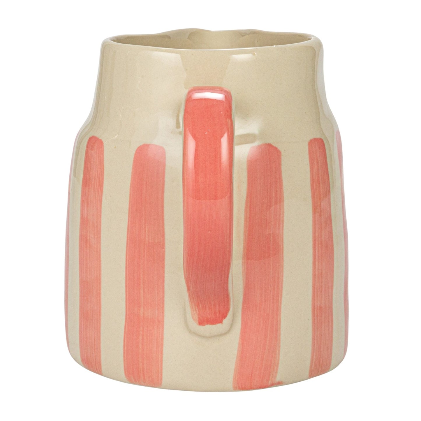 Hand-Painted Stoneware Pitcher with Stripes