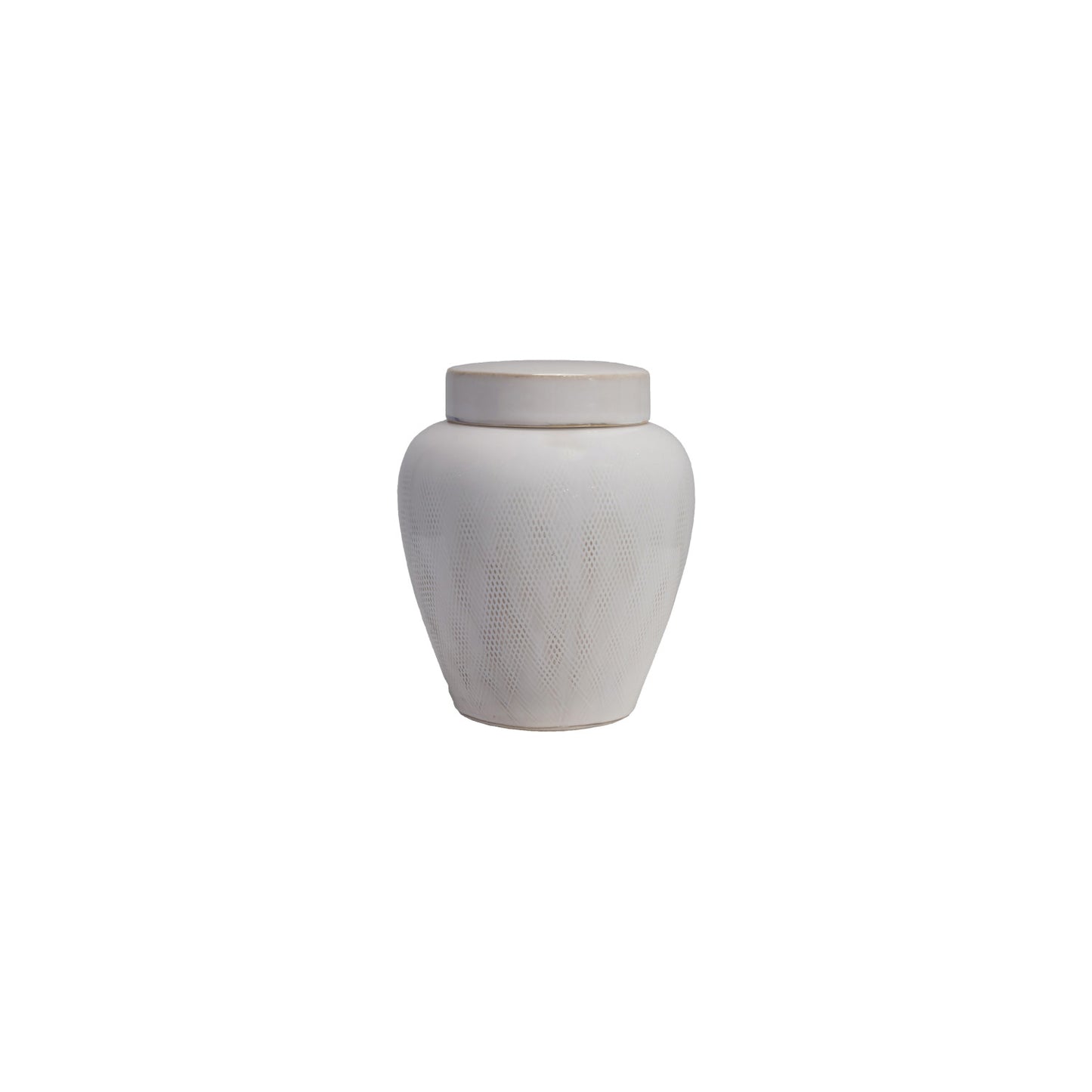 Decorative Debossed Stoneware Ginger Jar with Lid