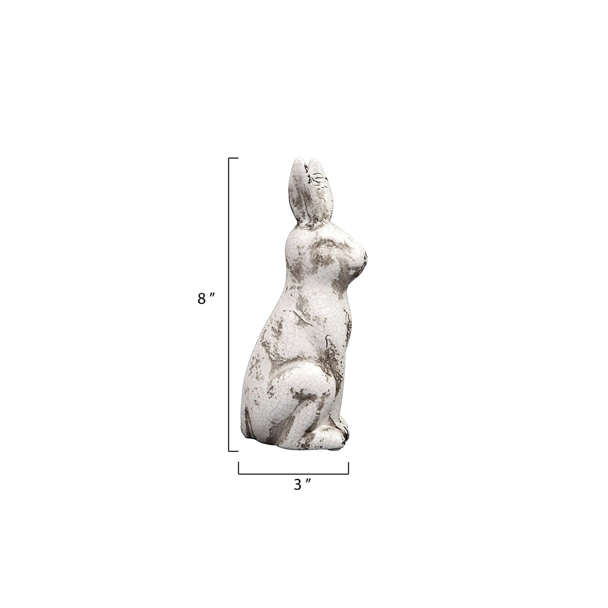 Distressed Ceramic Rabbit Figurine - Rustic Spring Decor