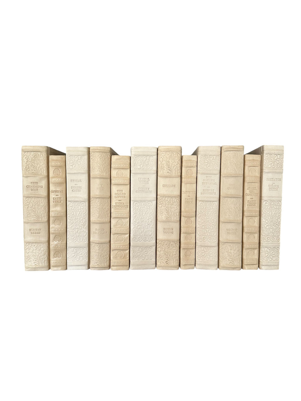 English Fine Leatherbound Books in 3 Shades of Antique White / 8.5"-9.5"