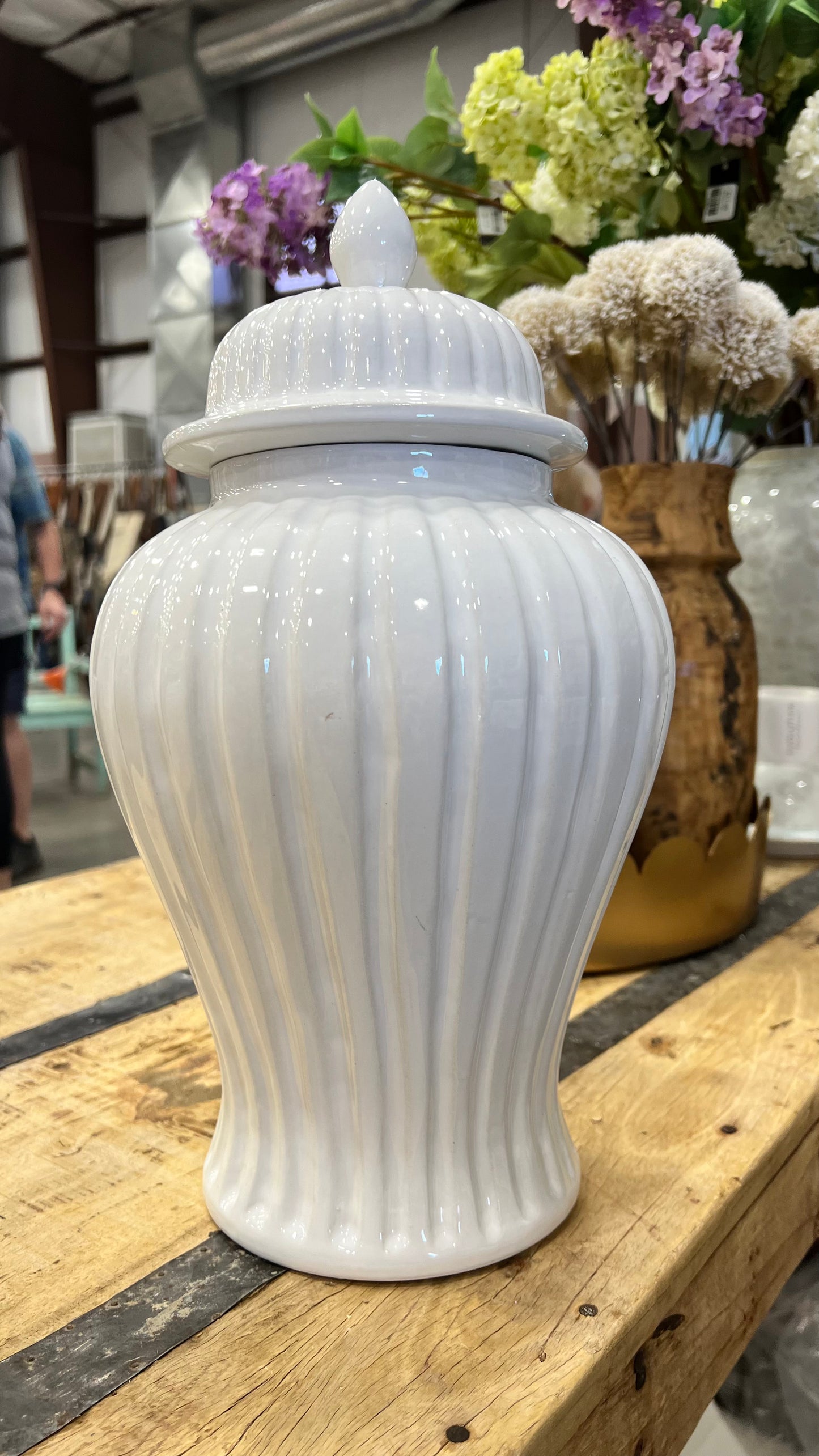 Patterned Ginger Jar in White