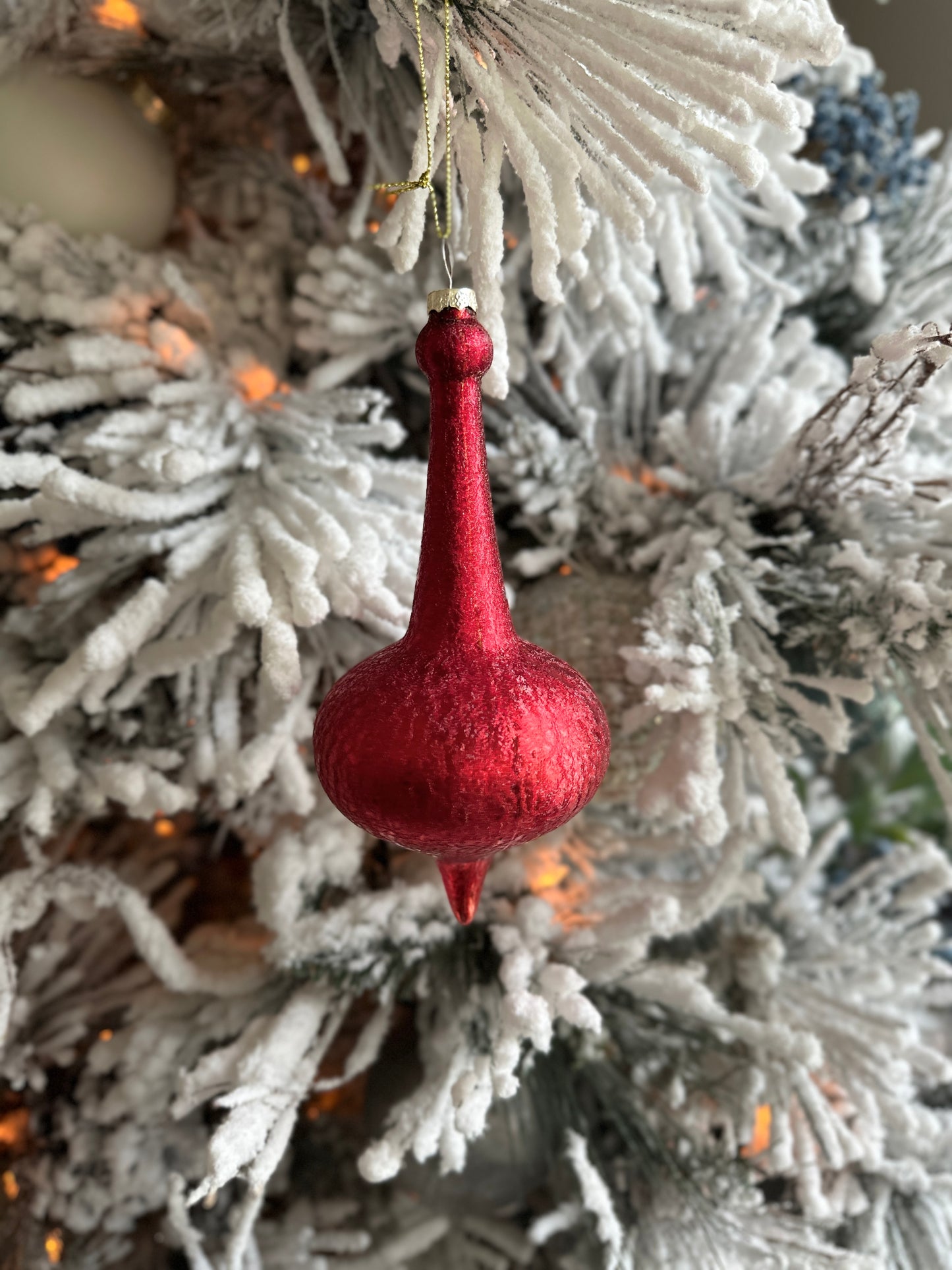 RED FINIAL CHRISTMAS ORNAMENTS - THREE VARIANTS