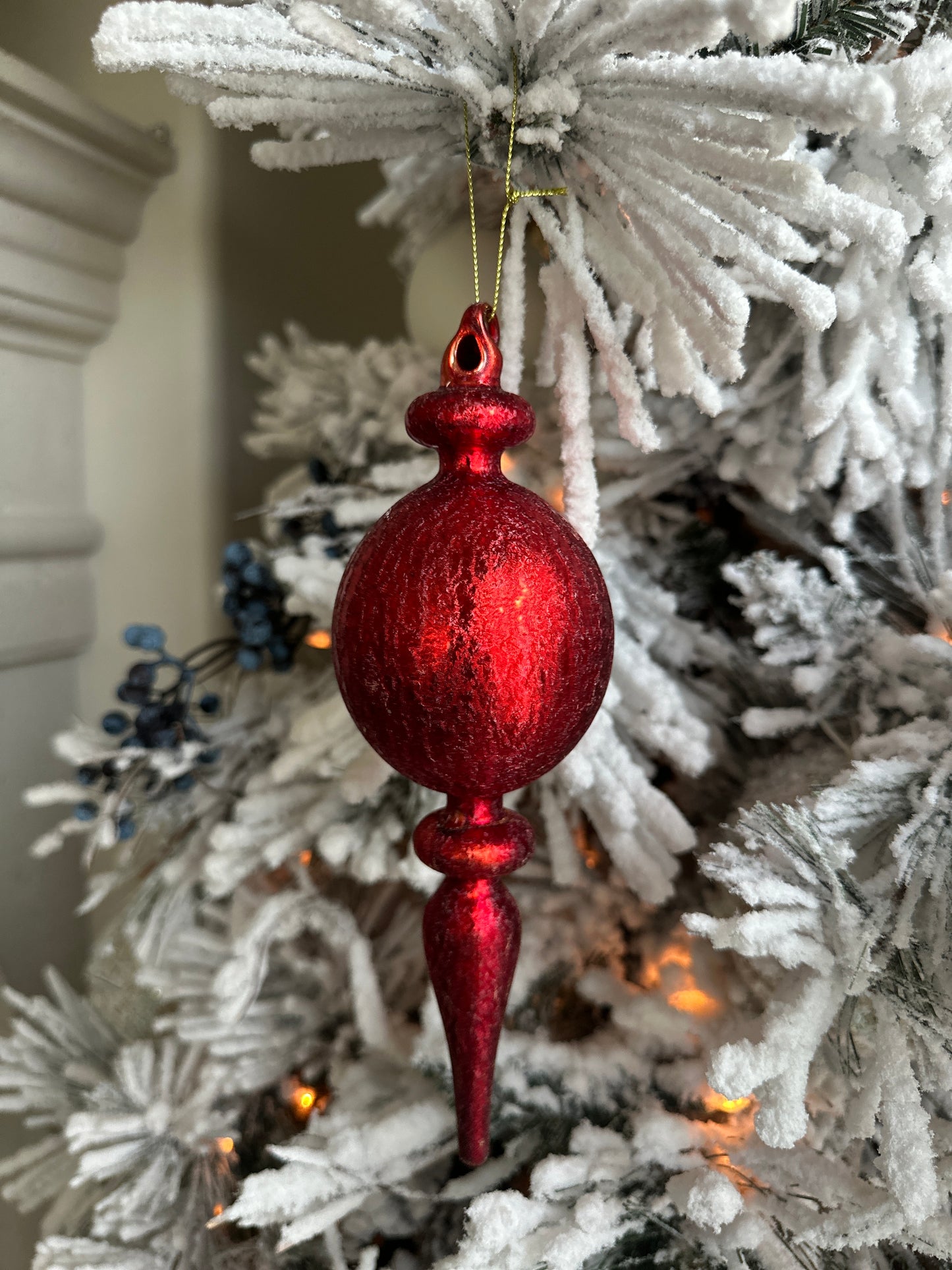 RED FINIAL CHRISTMAS ORNAMENTS - THREE VARIANTS