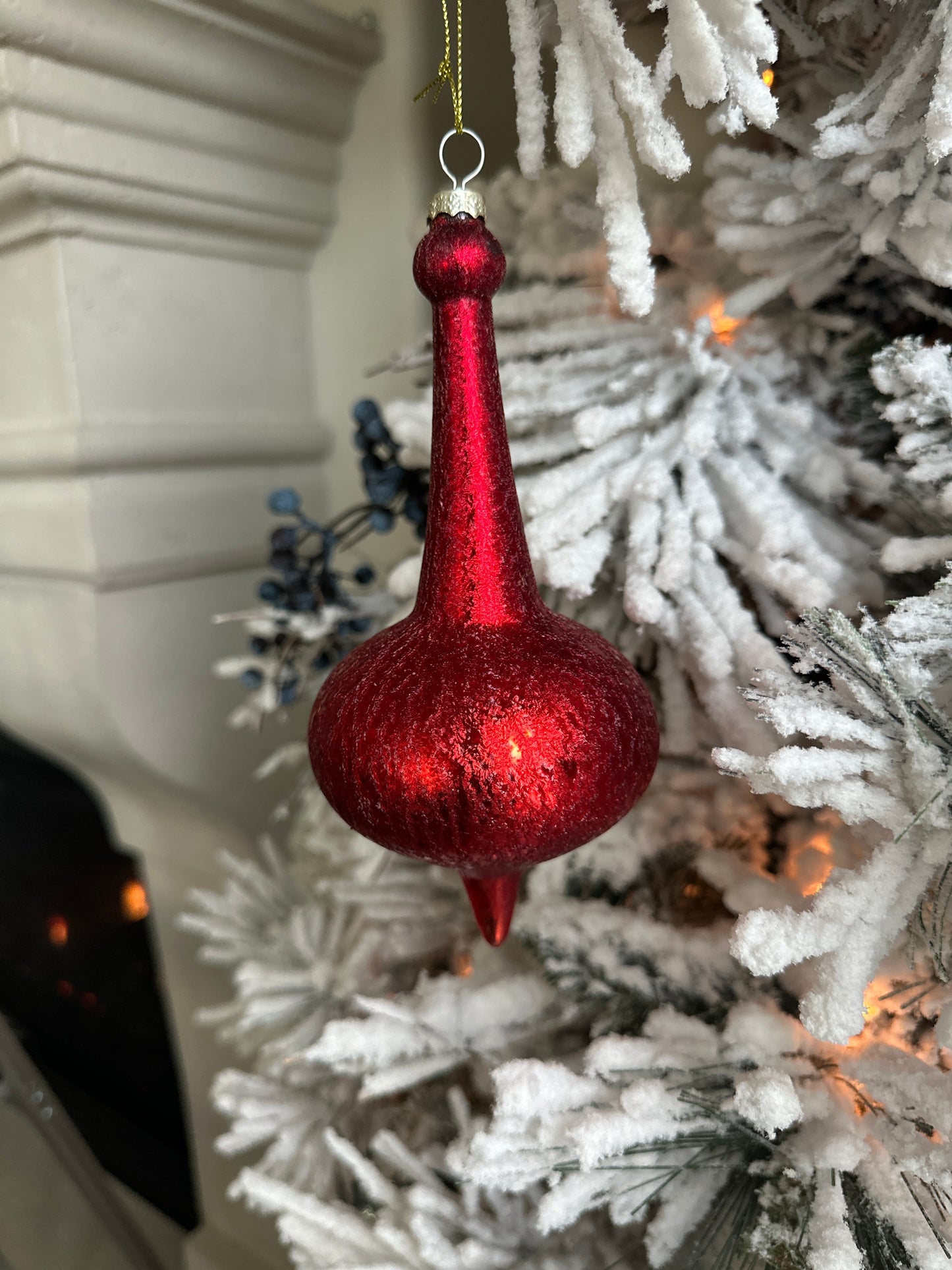 RED FINIAL CHRISTMAS ORNAMENTS - THREE VARIANTS
