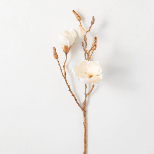 27" Cream Magnolia Blooming Branch