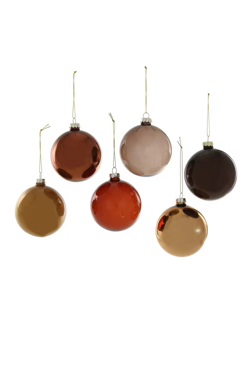 Cody Foster Large Assorted Brown Ornaments Set of 6