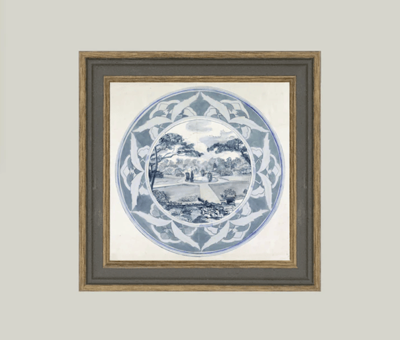Garden View Design Framed Vintage Art