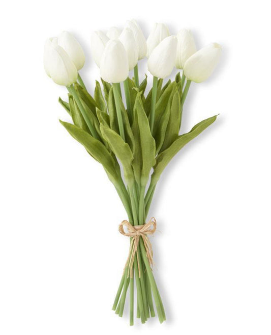 White Real Touch Mini Tulip Bundle (12 Stems)